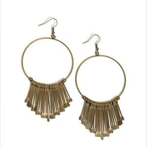 The Little Dipper Brass Hoop Earrings with Fringe